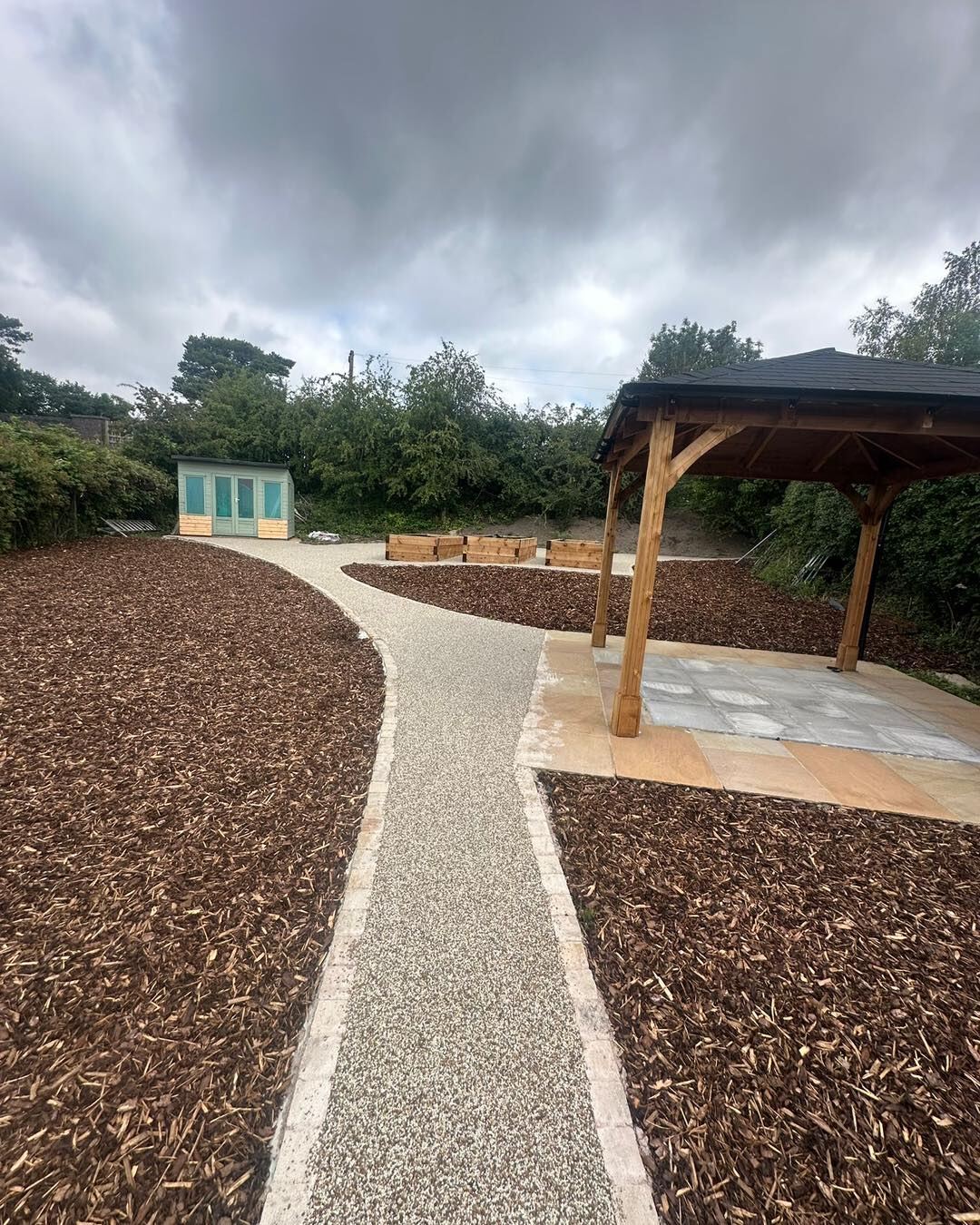 Resin-bound path & gazebo install